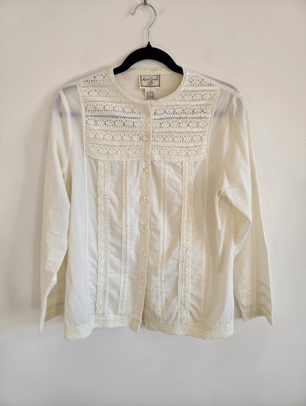VTG APRIL CORNELL | US L Cotton Lace Blouse | cream
